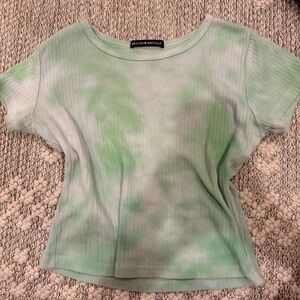 Brandy Melville Green Ribbed Fitted Short Sleeve T-Shirt💚